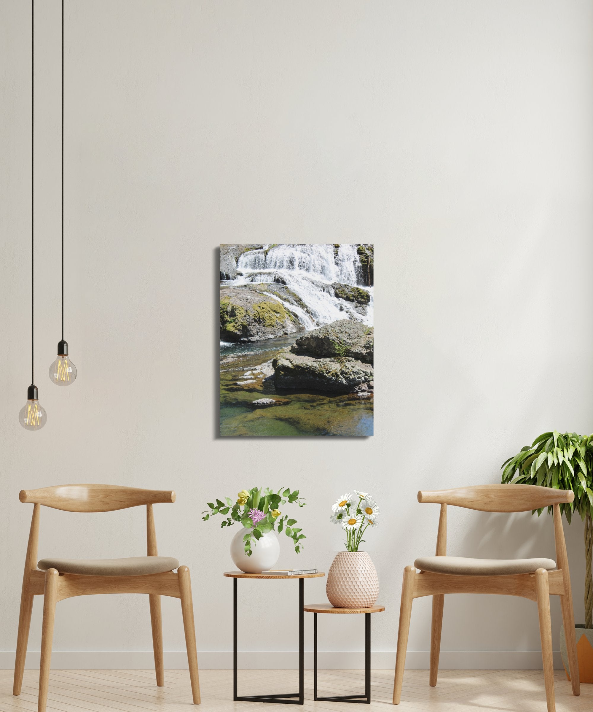 Serene Waterfall and Rock Framed Canvas Wall Art product