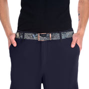 Unique Gray Belt with Subtle Pattern and Modern Buckle