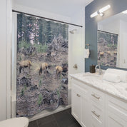 Forest Wildlife Elk Scene Shower Curtain Bathroom Decor