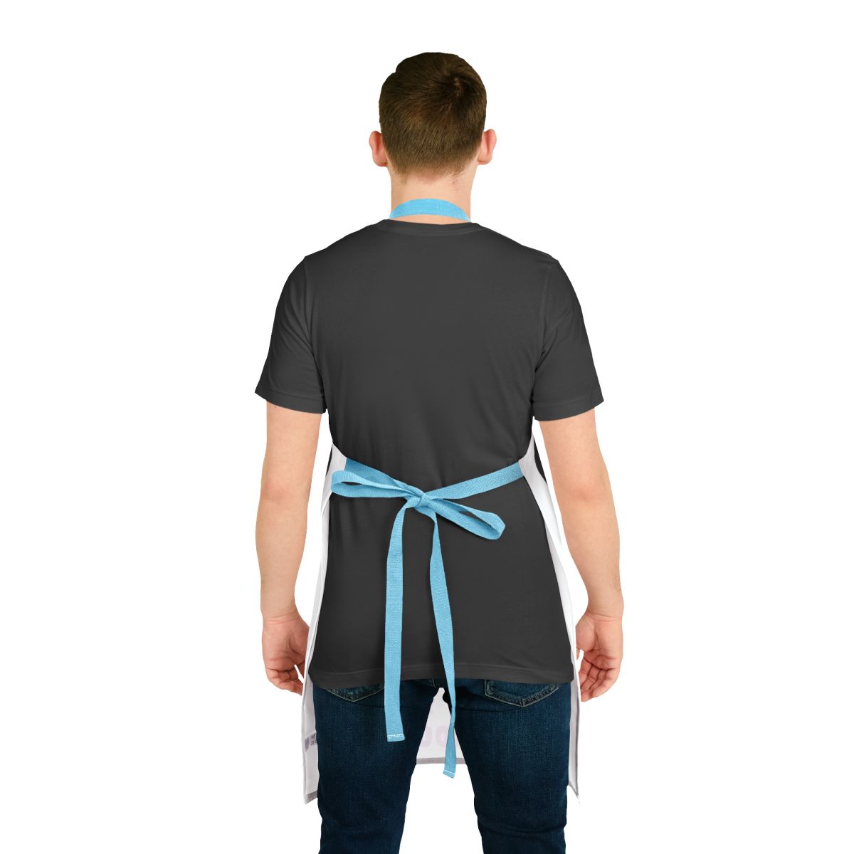 Fashionable Blue Tie-Back Apron for Kitchen Use