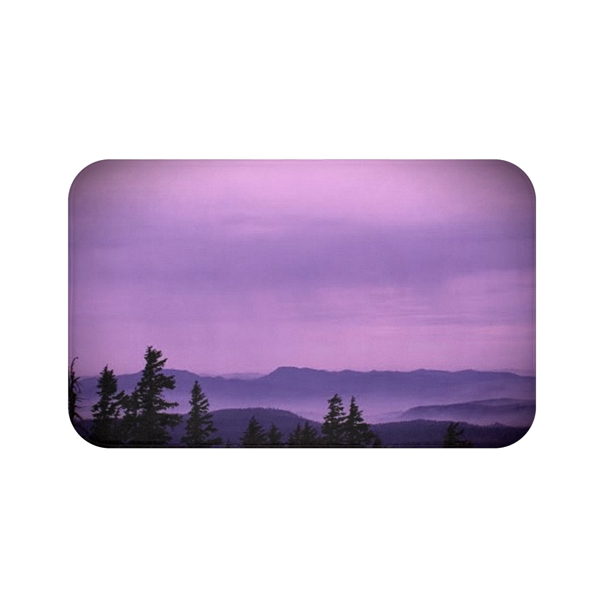 Purple Sunset Mountain Landscape Bath Mat