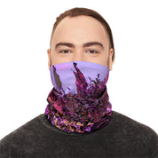 Pink and Purple Floral Design Neck Gaiter Accessory