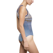 Ocean Wave Print Contemporary One Piece Swimsuit