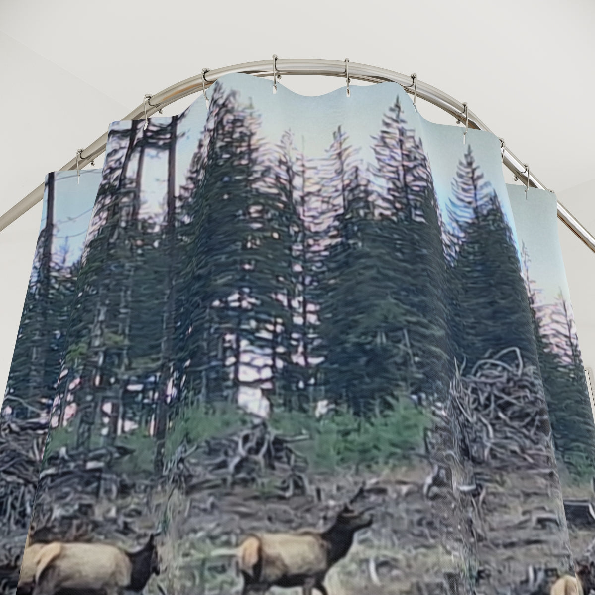 Forest with Deer Scenic Shower Curtain Design Drapes