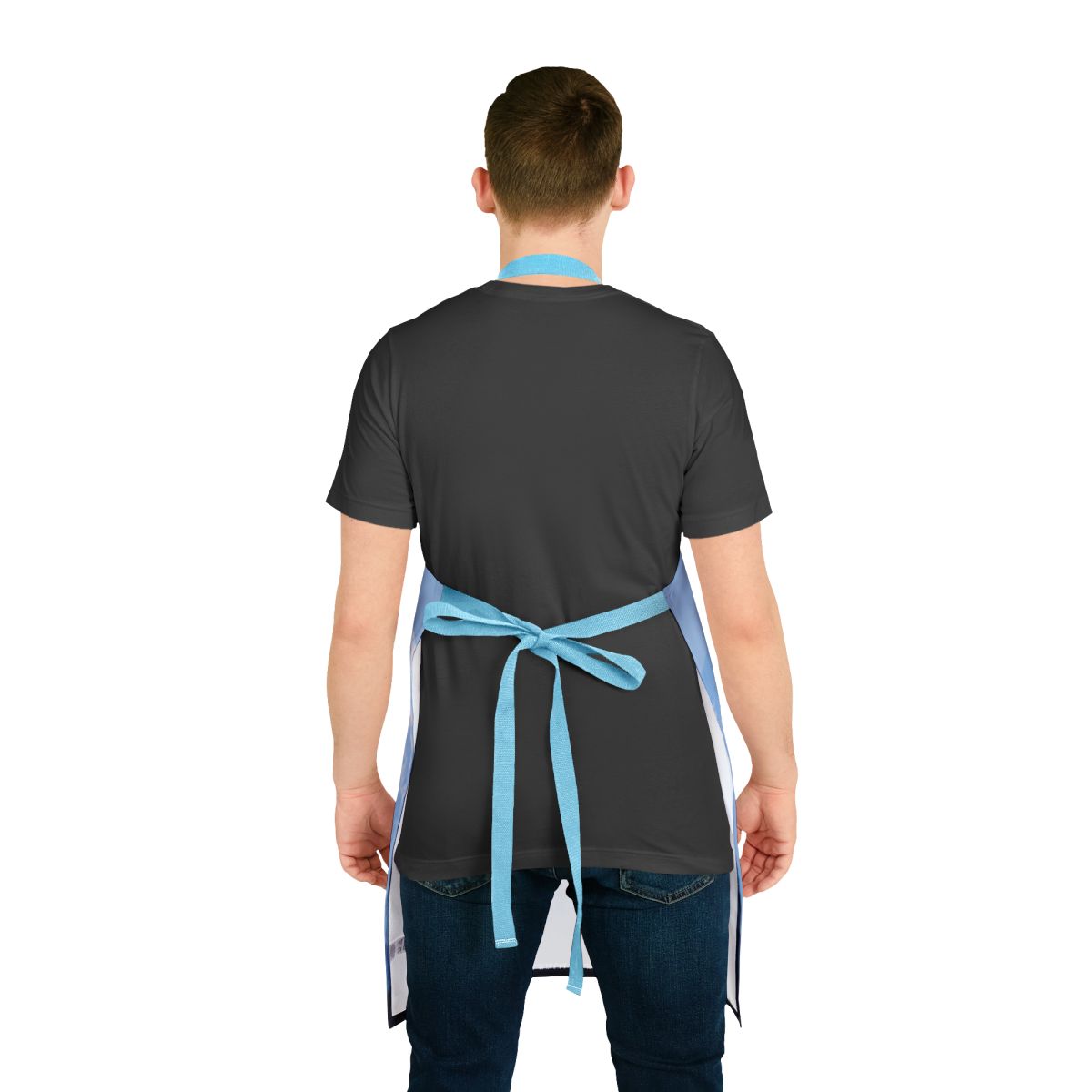 Stylish Blue Tied-Back Apron for Home and Kitchen Use