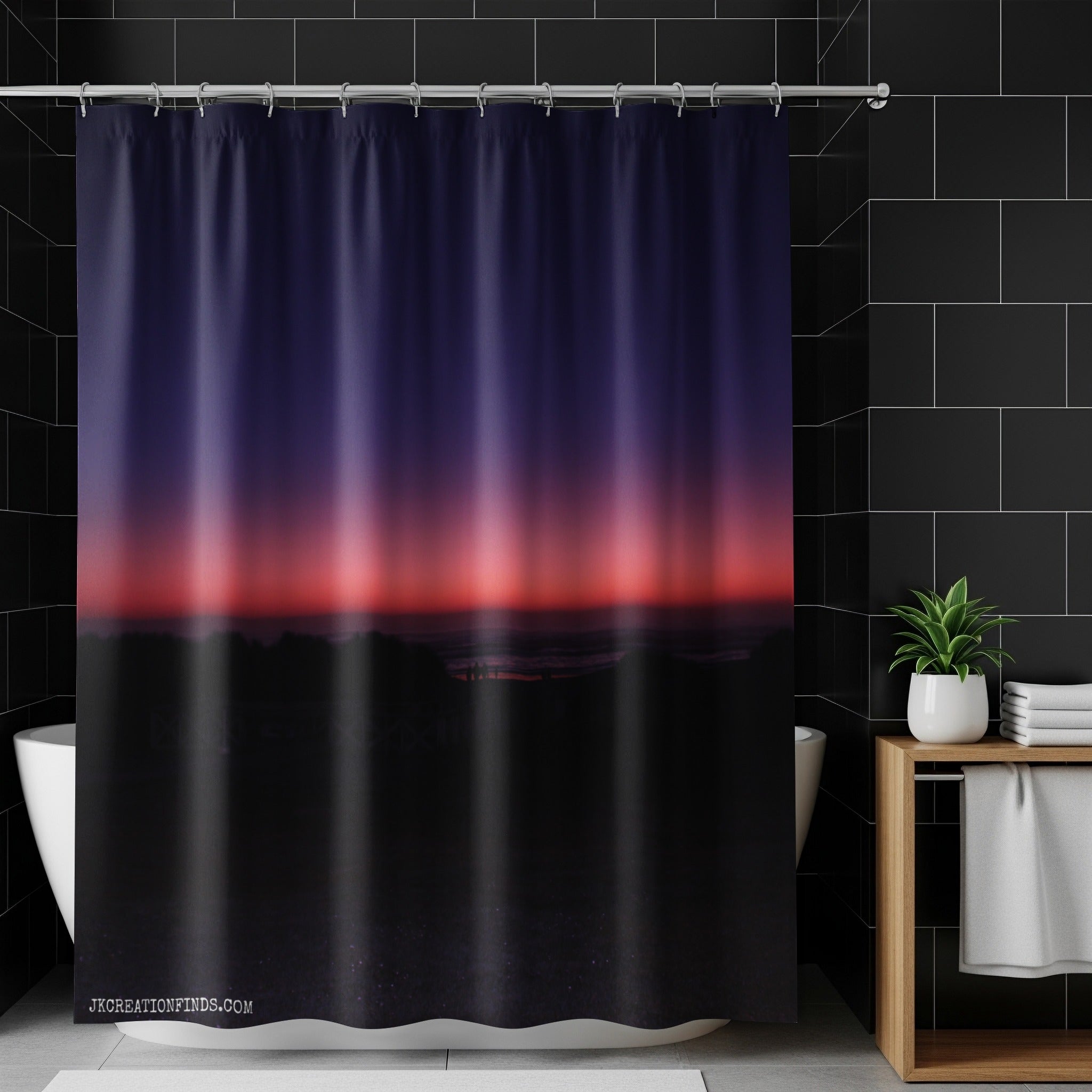 Sunset Glow Forest Landscape Shower Curtain