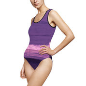 Purple Ocean Waves Design One-Piece Swimsuit Product