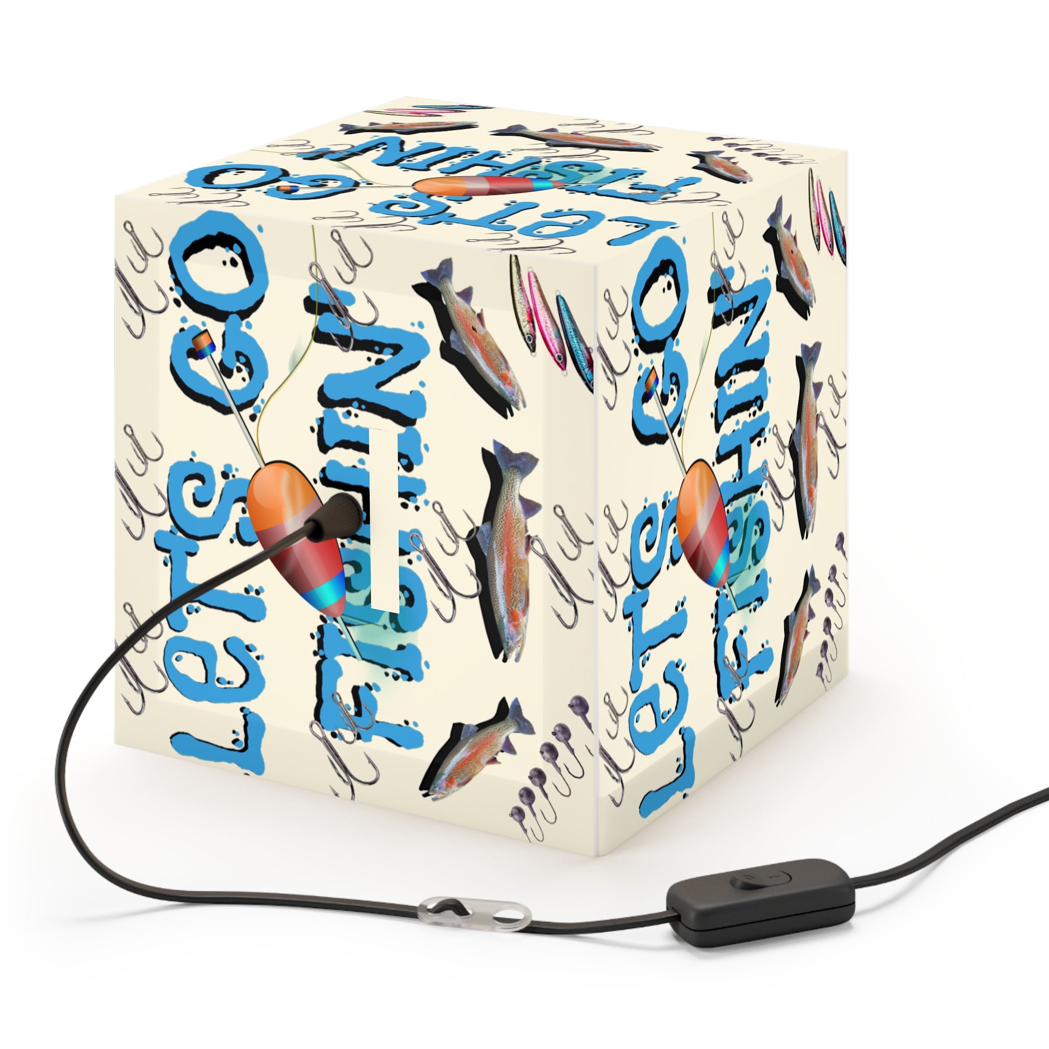 Let's Go Fishing Angler Theme Cube Table Lamp product type