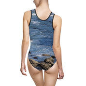 Ocean Waves and Rocky Shore One-Piece Swimsuit