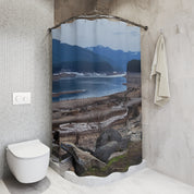 Mountain and River Landscape Bathroom Shower Curtain