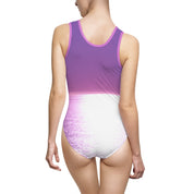 Purple and White Sunset Design One-Piece Swimsuit