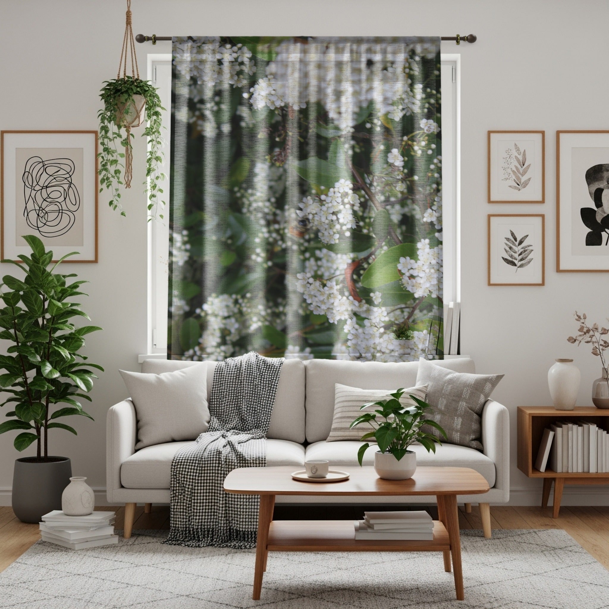 Beautiful Blossoming Floral Print Curtains Home Decor