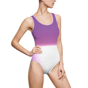 Gradient Purple to White One-Piece Swimsuit Product