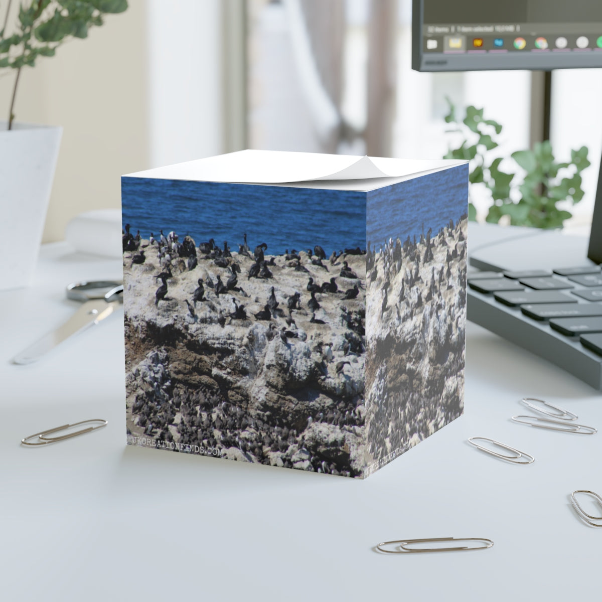 Coastal Seabird Flock Scenic Sticky Note Cube