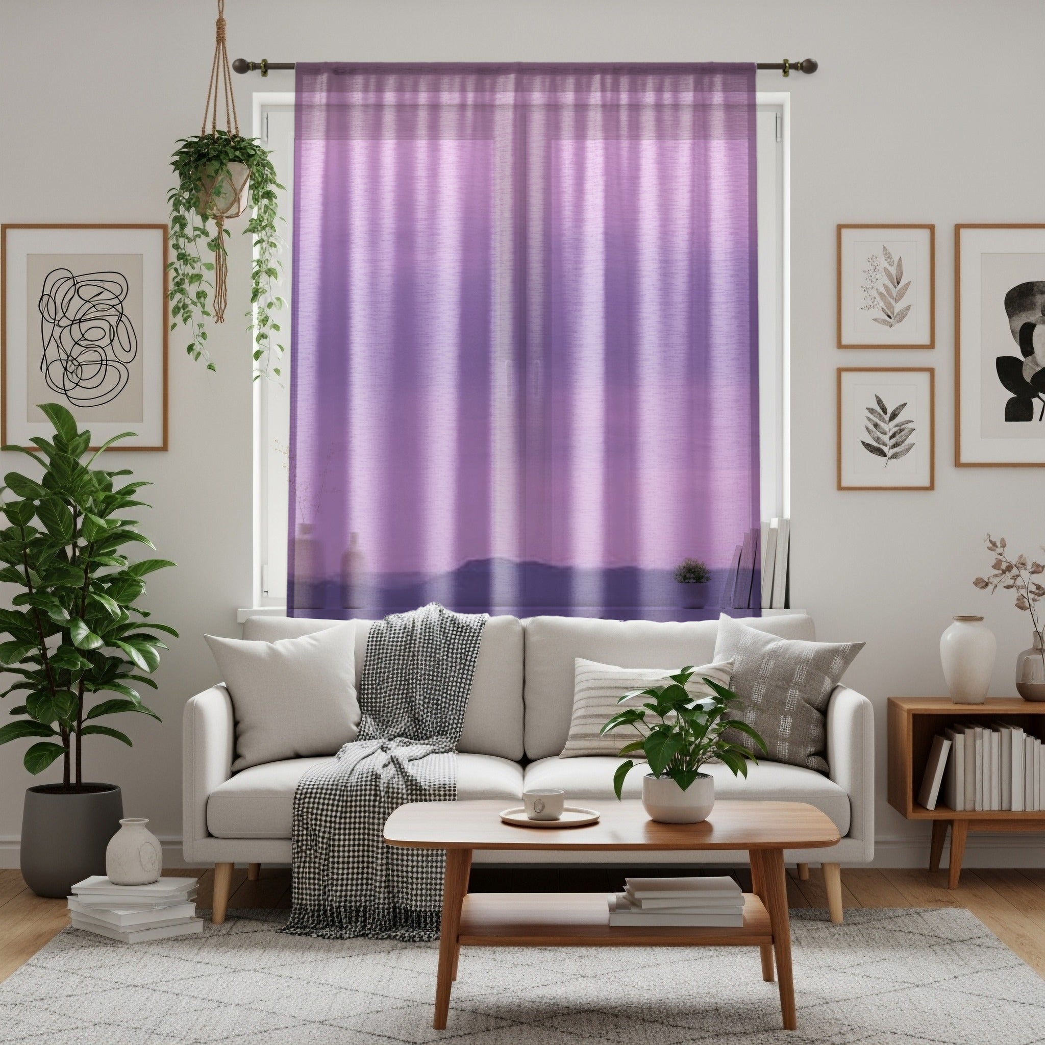 Purple Mountain Window Curtain, Forest View Drapes, Aesthetic Home Decor, Nature Inspired Curtain, Scenic Window Covering, Room Accent