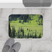 Scenic Forest and Greenery Pattern Bath Mat