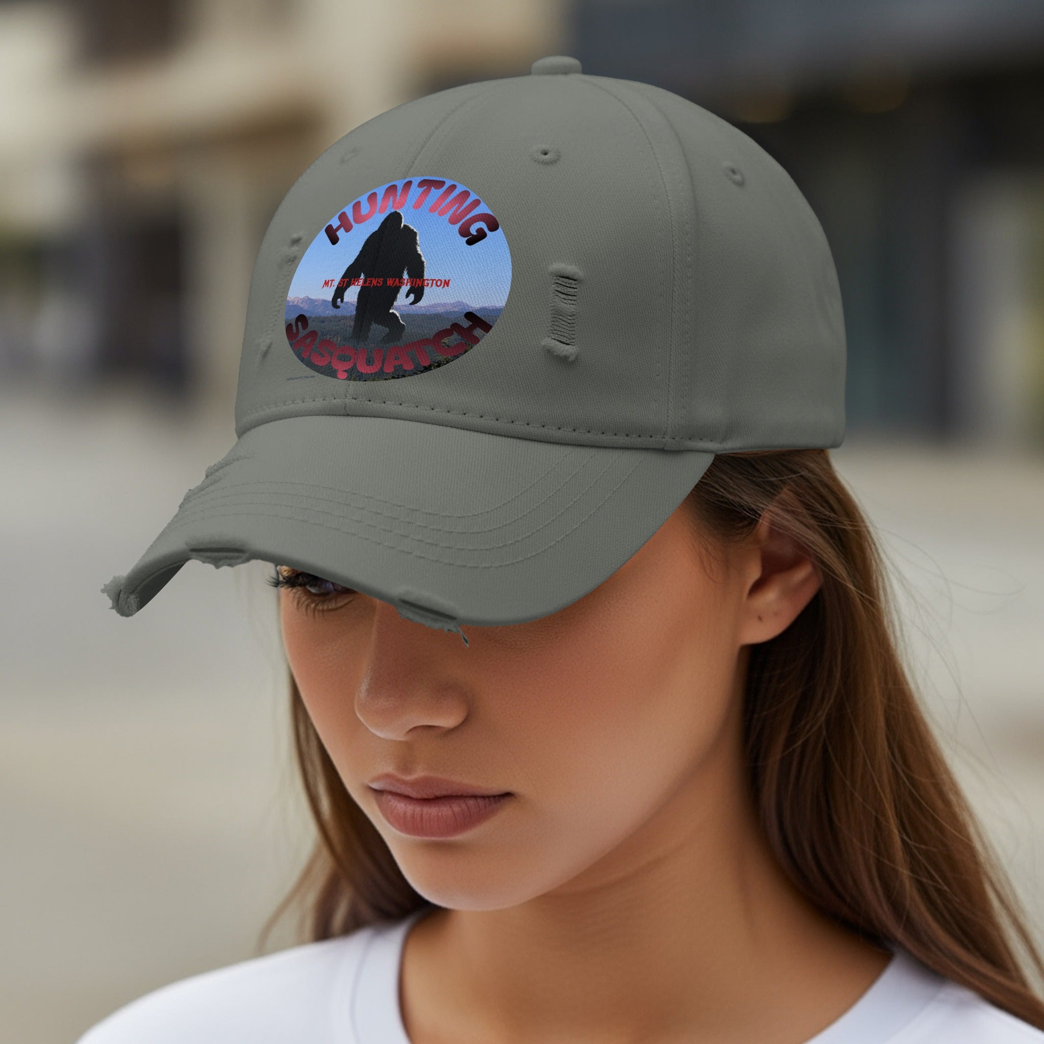 Hunting Sasquatch Graphic Distressed Baseball Cap product