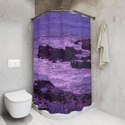 Purple Ocean Waves Patterned Shower Curtain