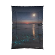Full Moon Over Tranquil Sea With Starry Night Blanket