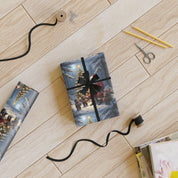 Festive Christmas Wrapping Paper with Black Ribbon