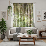 Forest Window Curtains, Mossy Tree Drapes, Nature Inspired Decor, Greenery Room Accent, Botanical Print, Forest View Curtains