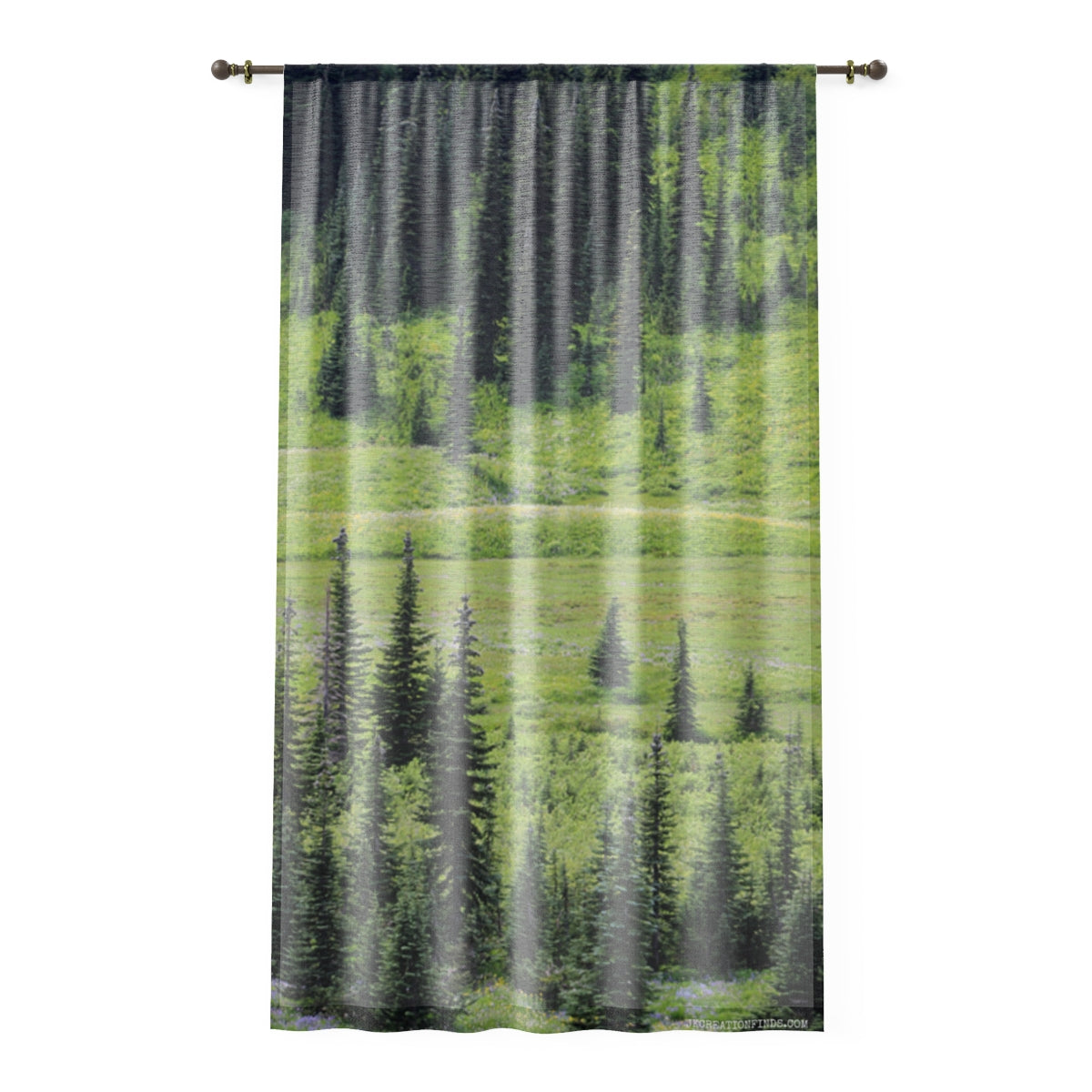 Evergreen Forest Window Curtain, Pine Tree Landscape Curtains, Nature Inspired Window Covering, Meadow and Tree Room Decor