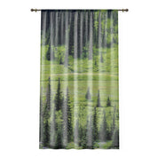 Evergreen Forest Window Curtain, Pine Tree Landscape Curtains, Nature Inspired Window Covering, Meadow and Tree Room Decor