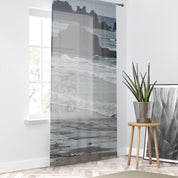 Coastal Rock Formations Window Curtain, Beach View Drapes, Ocean Waves Home Decor, Serene Seascape Curtains, Nature Photography