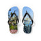 Flip-flops with a beach scene and "LA" logo.