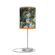 Floral Patterned Table Lamp with Orange Accents