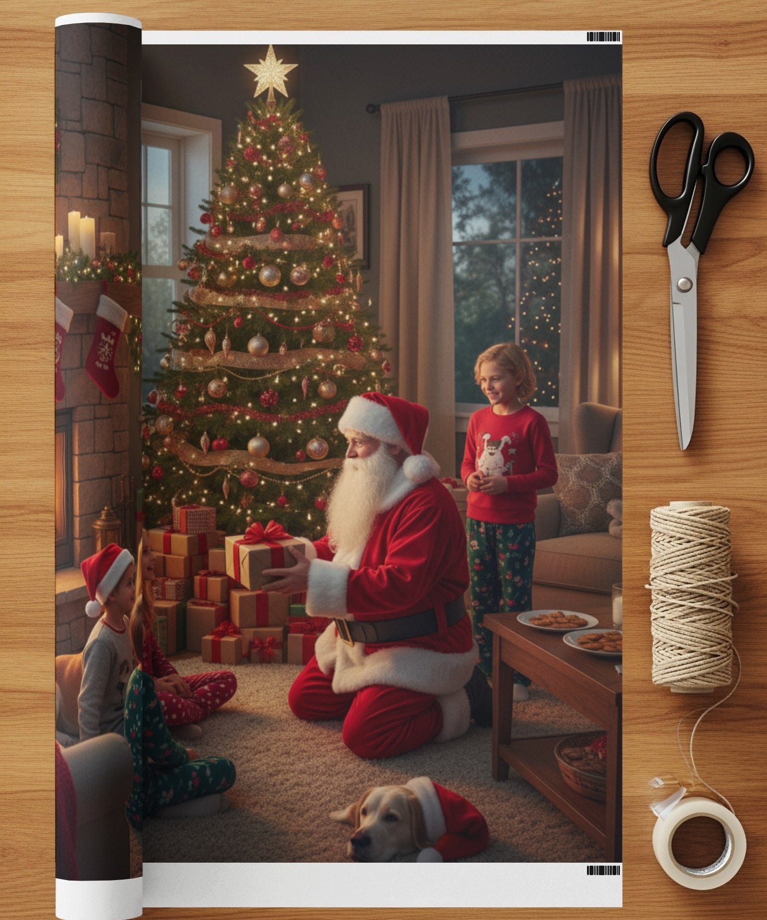 Santa Giving Presents Next to the Christmas Tree product