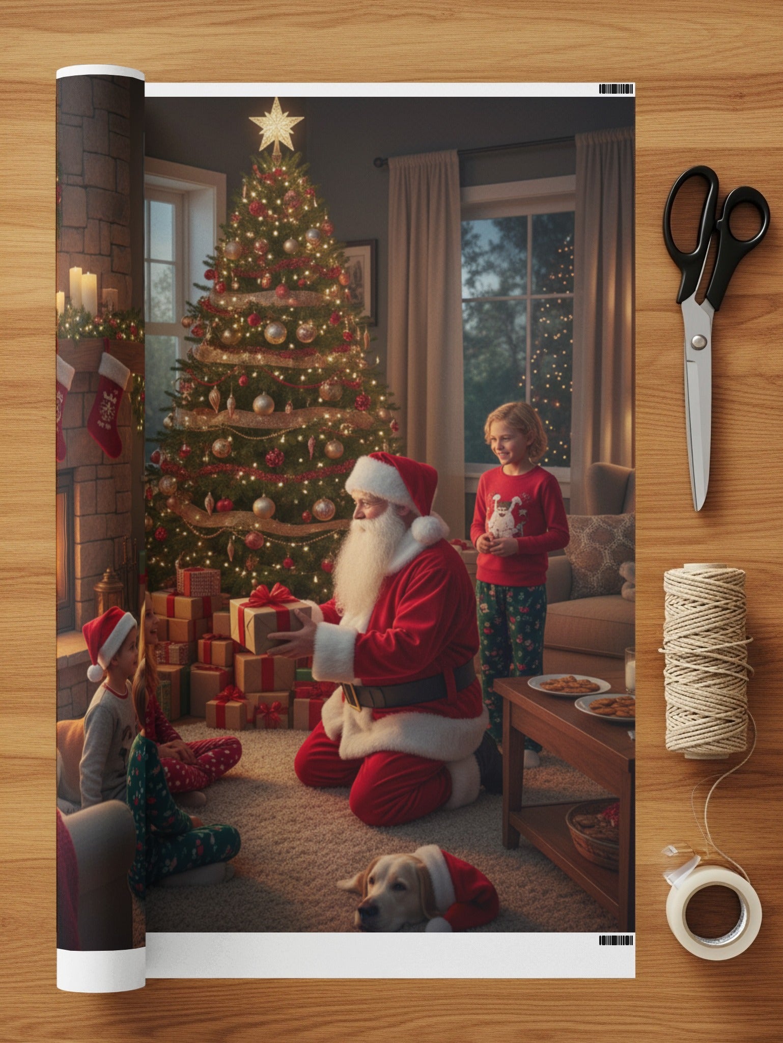 Santa Giving Presents Next to the Christmas Tree product