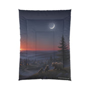 Bears at Dusk in Forest Landscape Quilt Blanket