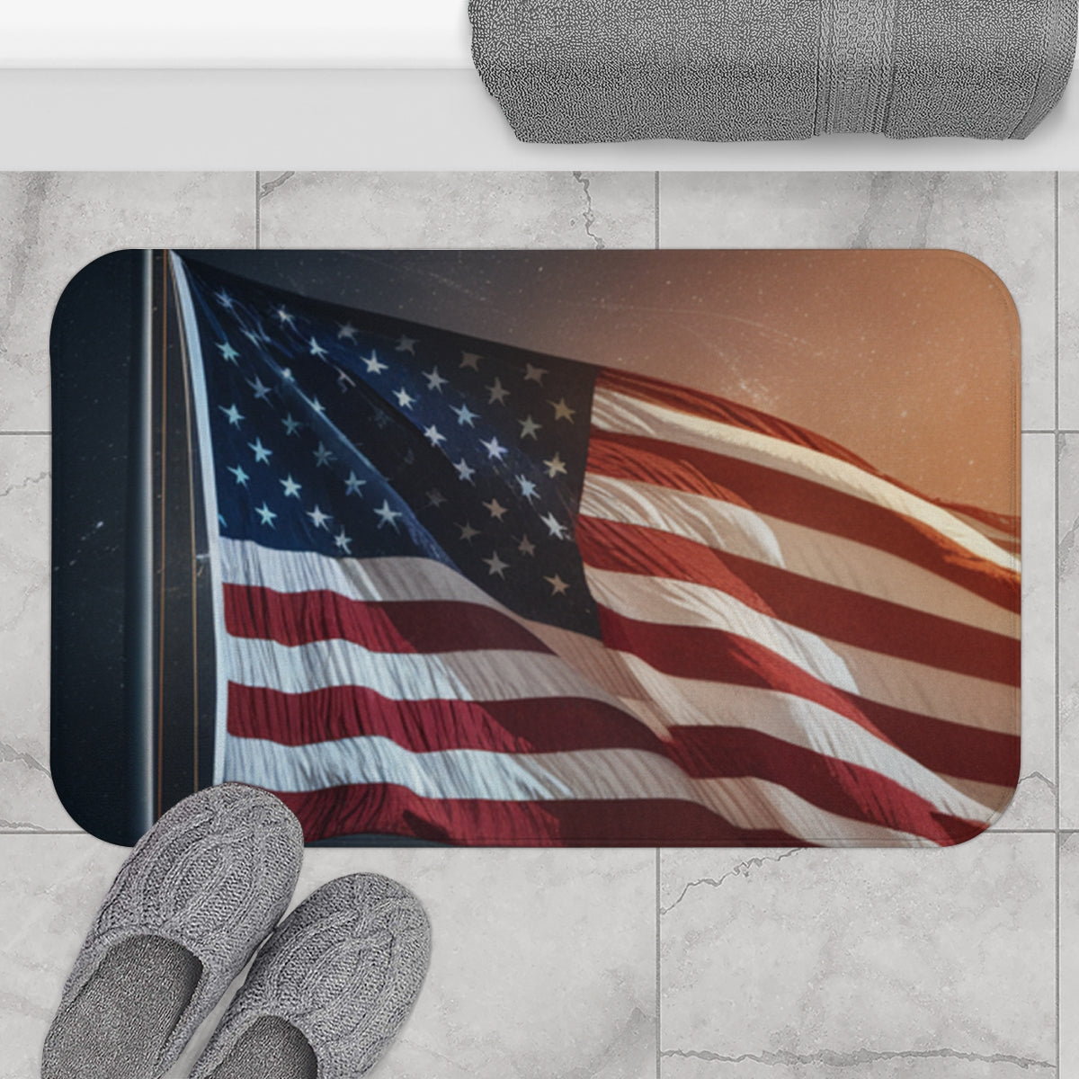 Patriotic American Flag Bath Mat for Bathroom Decor