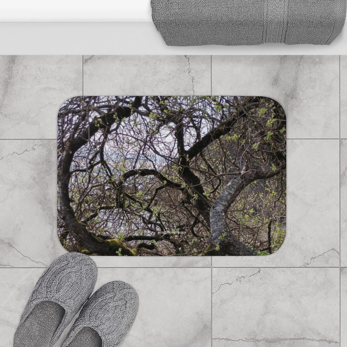 Forest Branches Design Non-Slip Bathroom Mat