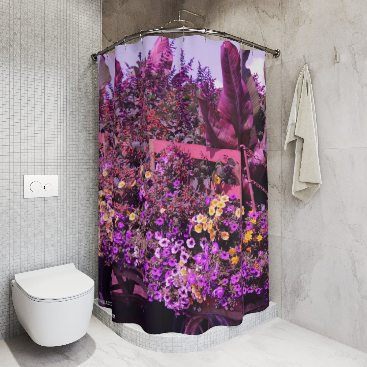 Vivid Floral Garden Pattern Shower Curtain Product
