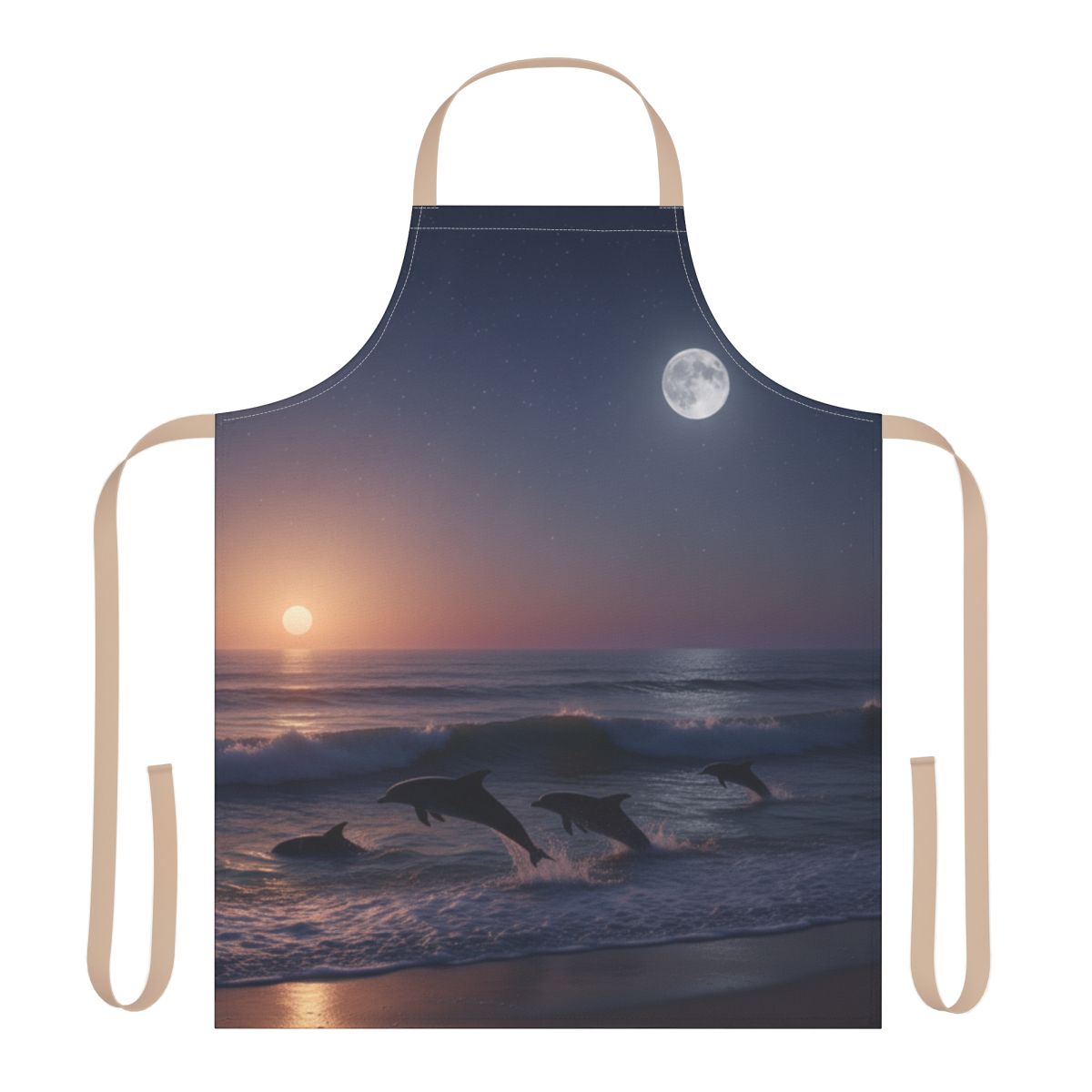 Beautiful Moonlit Dolphin Ocean Apron for Kitchen Use