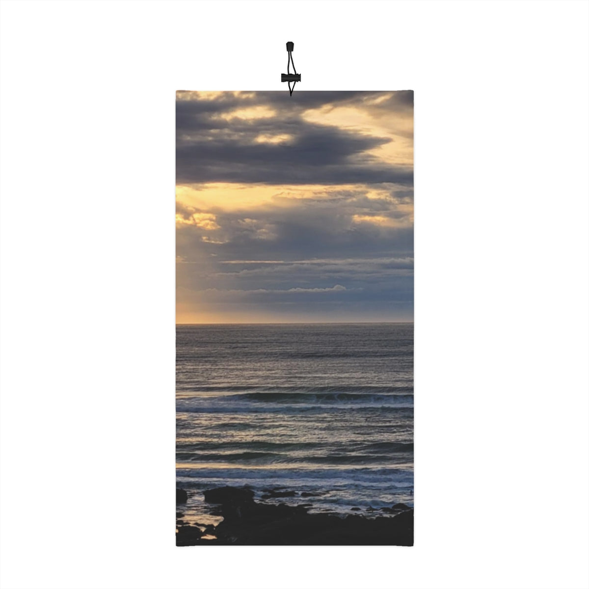 Tranquil Ocean Sunset Wall Art with Cloudy Sky Print