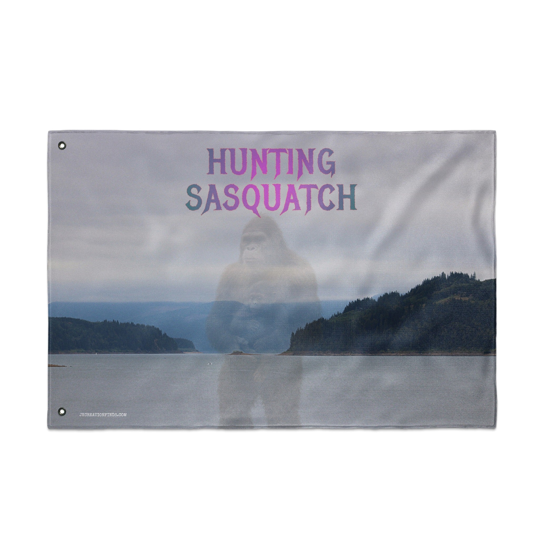 Hunting Sasquatch On A Lake Flag product