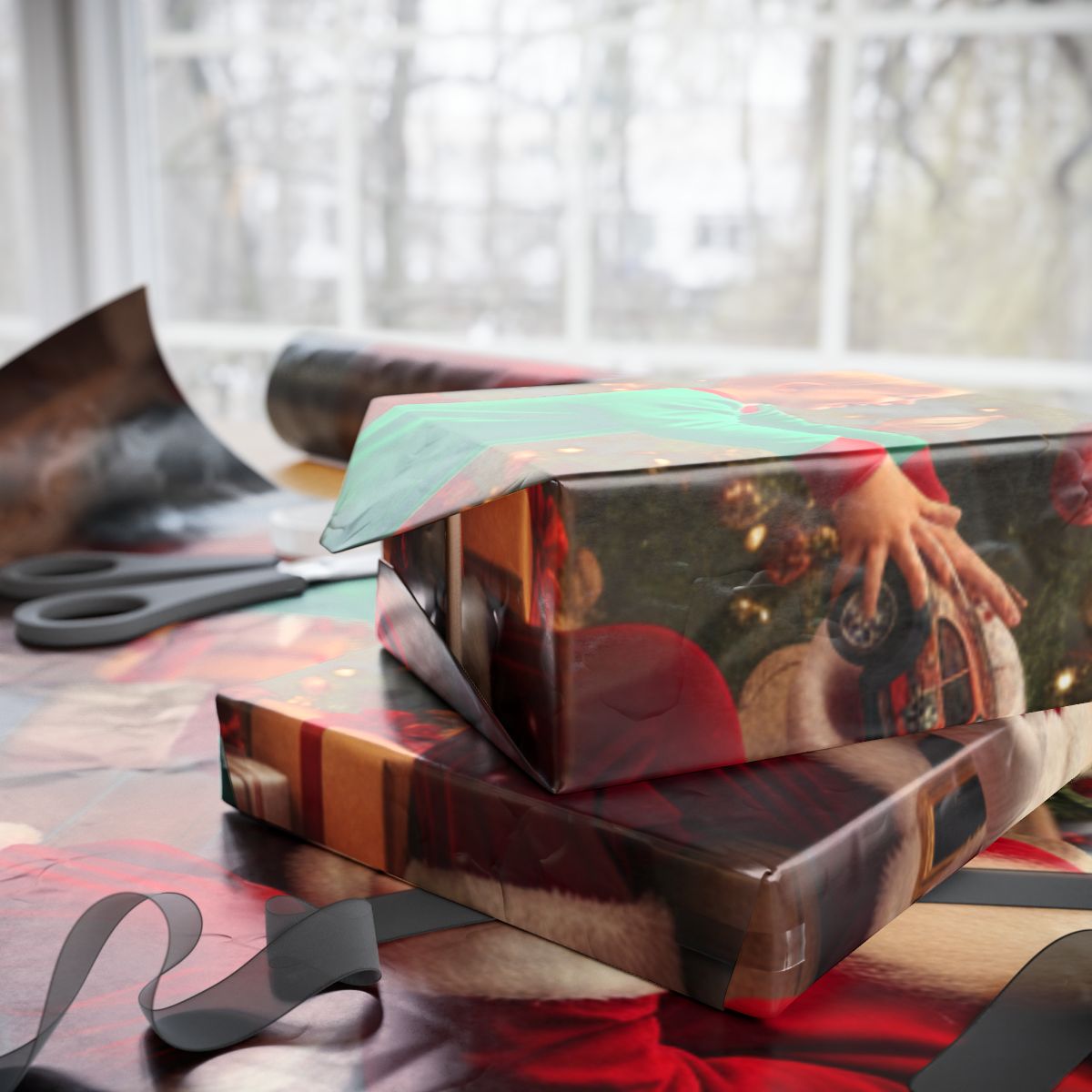 Christmas Gift Wrapping Paper with Santa Design