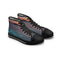 High-top sneakers with a nighttime ocean scene on the fabric.