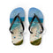 Laguna Beach flip-flops with beach scene and text.