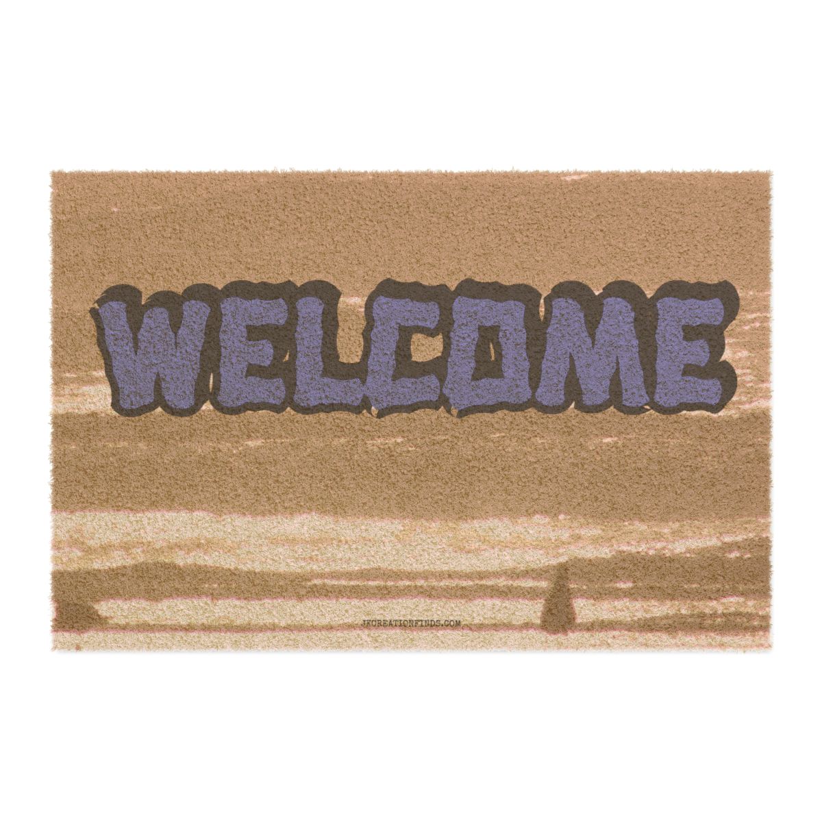 Bold Welcome Text Brown Background Doormat