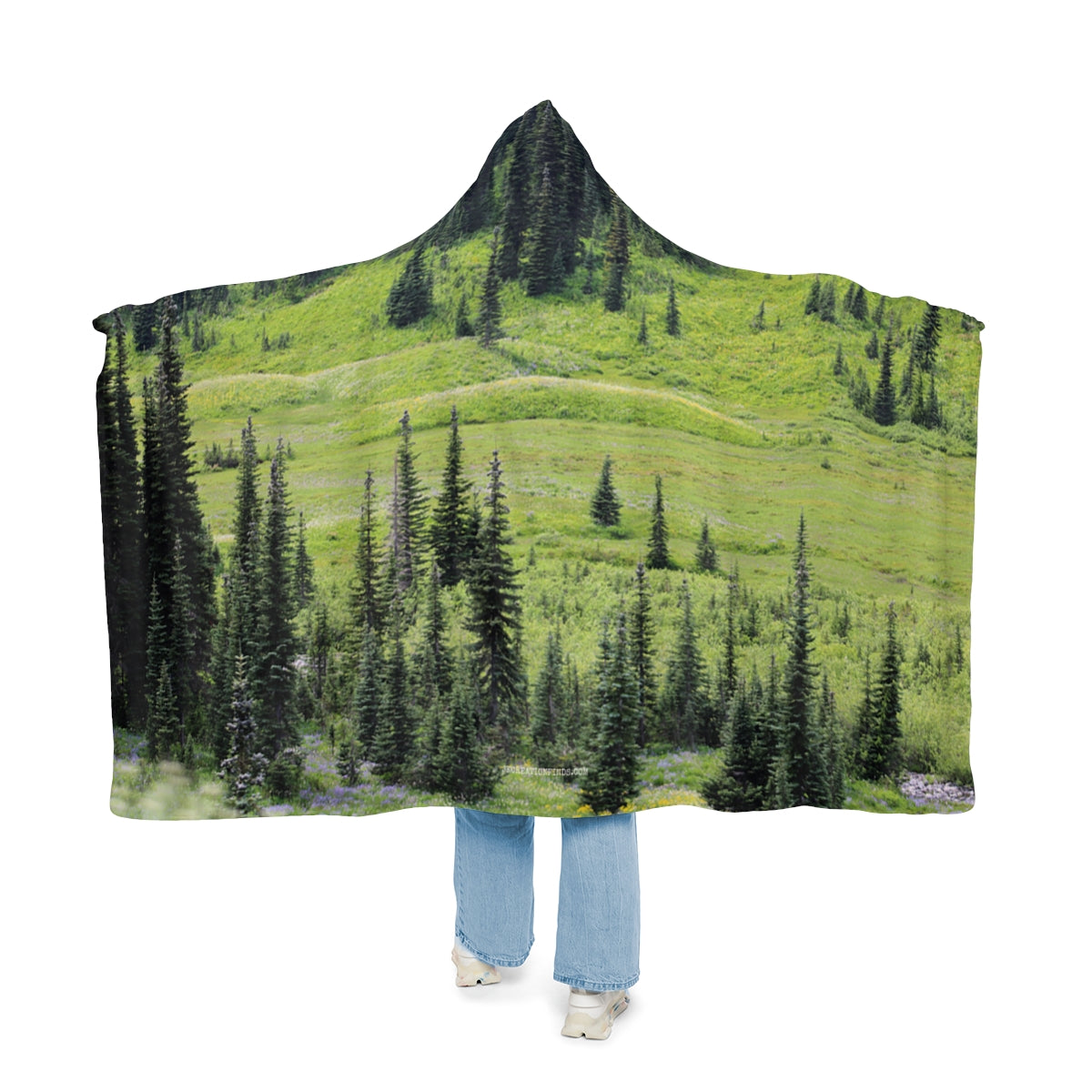 Scenic Evergreen Forest Hooded Blanket