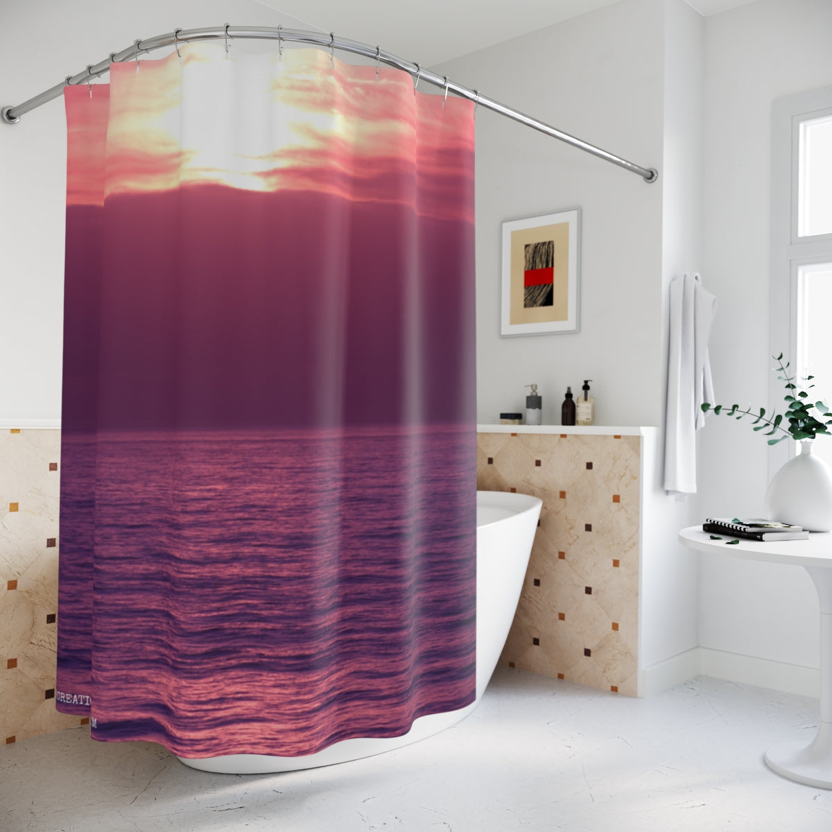 Tranquil Ocean Sunset Scenic Bathroom Shower Curtain