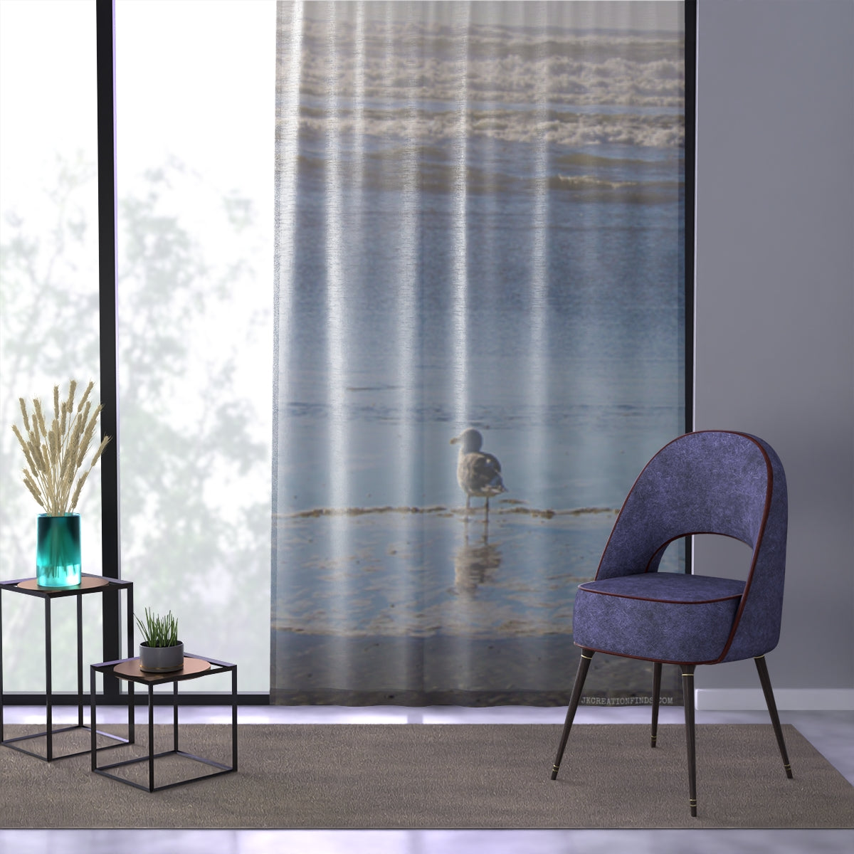 Seagull Window Curtain, Beach Decor, Coastal Living, Ocean View, Bird Lover, Nature Inspired Window Covering, Relaxing Home Decor