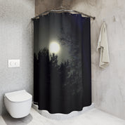 Moonlit Night Forest Scene Bathroom Shower Curtain