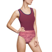 Sunset Ocean Print sleeveless one-piece swimsuit