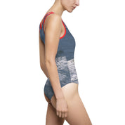 Ocean Waves Print One-Piece Swimsuit