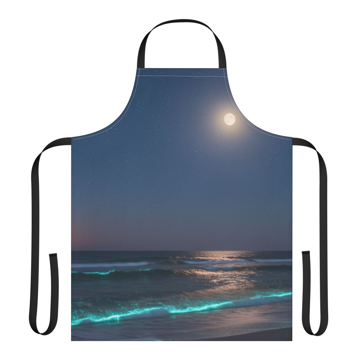 Moonlit Ocean Scene Nocturnal Beach Artwork Apron